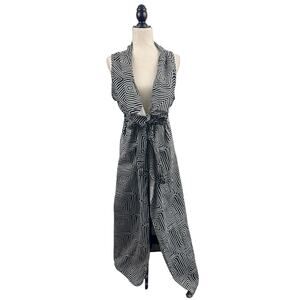 My Choice Geometric Print Sleeveless Duster